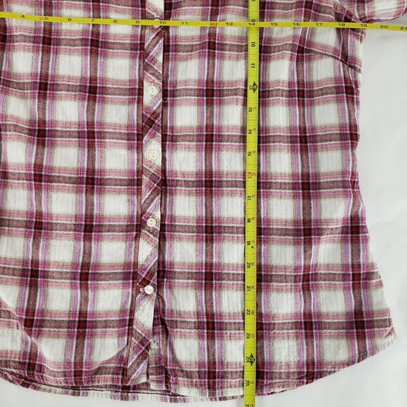Eddie Bauer Shirt Womens SIZE S Red Plaid Button Down Long Sleeve Cotton Trendy - Picture 10 of 14